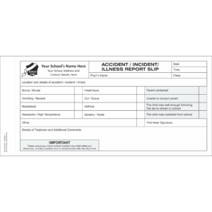Accident & Injury DL Template 1 - Pupil accident and injury report form books for schools