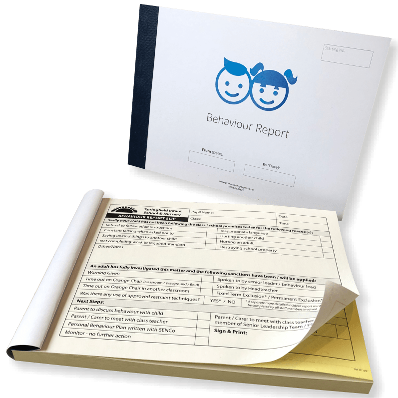 Fully Customised Pupil Behaviour Forms