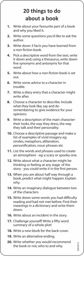 20 things to do about a book - BMKR10