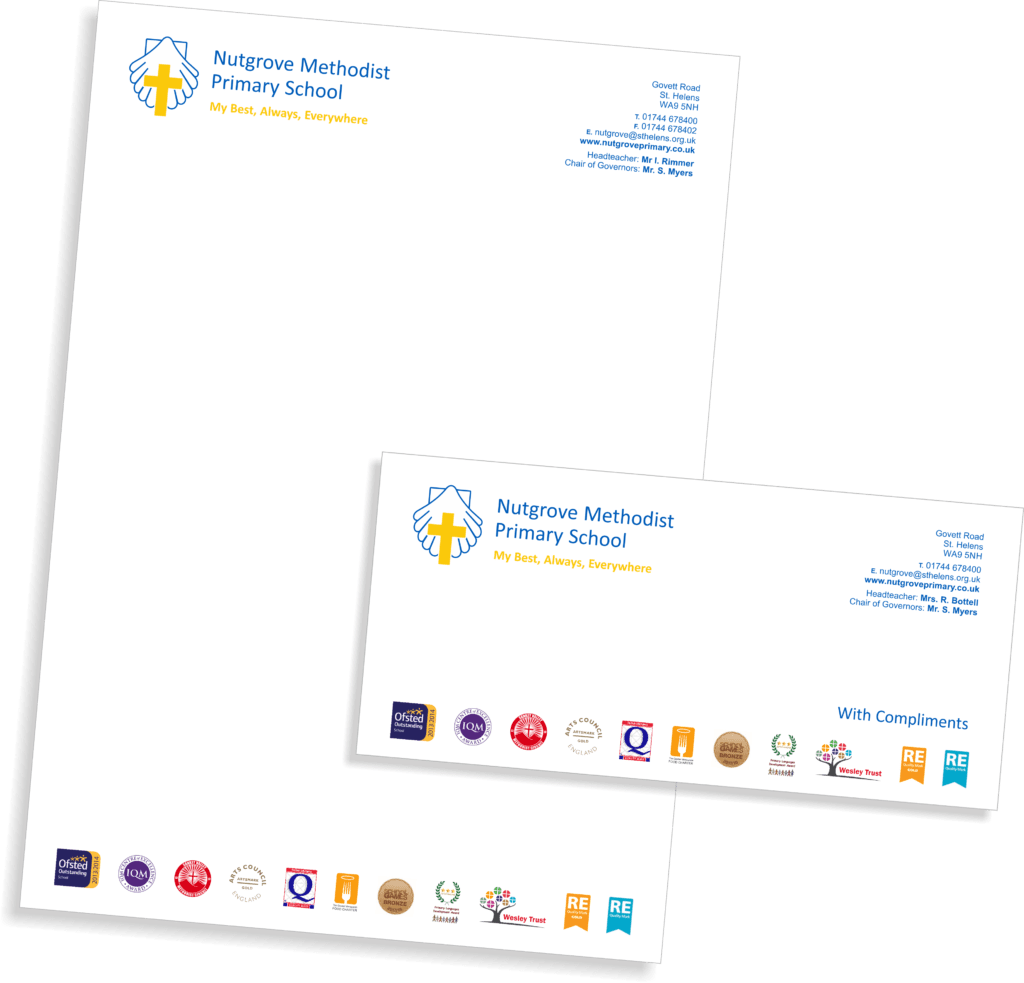 School stationery letterhead compliments slip business cards