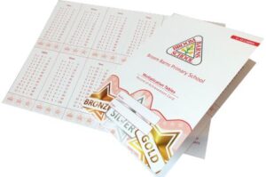 multiplication tables number bonds maths reward cards - personalised printing for primary schools