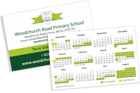 school holiday term date cards