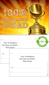 Attendance Award Praise Postcards - School Reward Postcards
