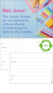 Commitment to Learning Praise Postcards - School Reward Postcards