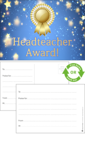 Headteacher's Award Praise Postcards - School Reward Postcards