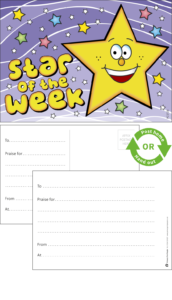 Star of the Week Praise Postcards - School Reward Postcards