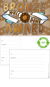 Bronze Award Praise Postcards - School Reward Postcards