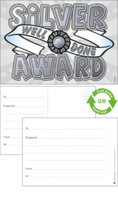 Silver Award Praise Postcards - School Reward Postcards