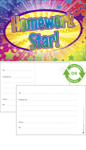 Homework Star Praise Postcards - School Reward Postcards