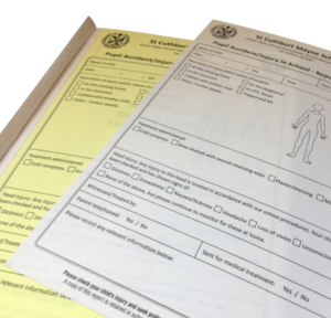Carbonless school accident forms