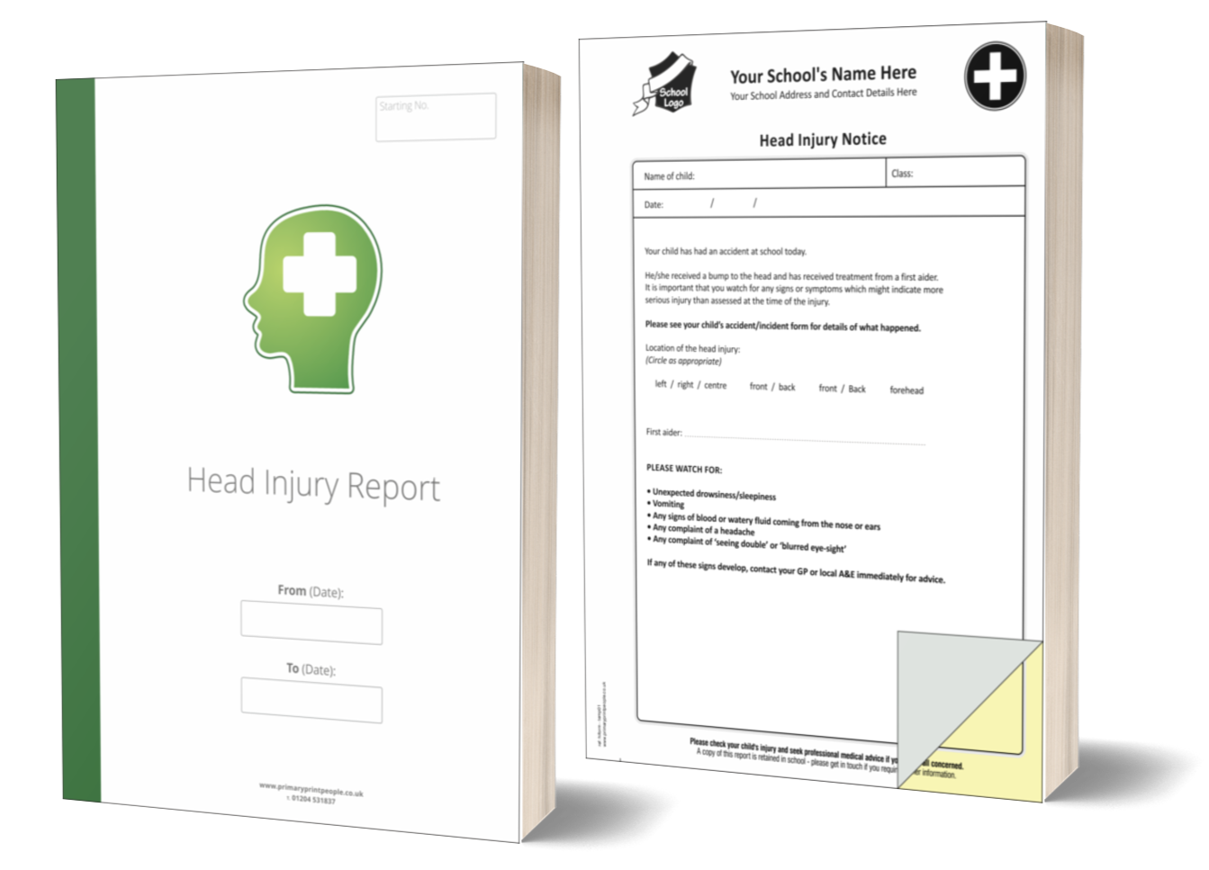 School head injury form books template 1