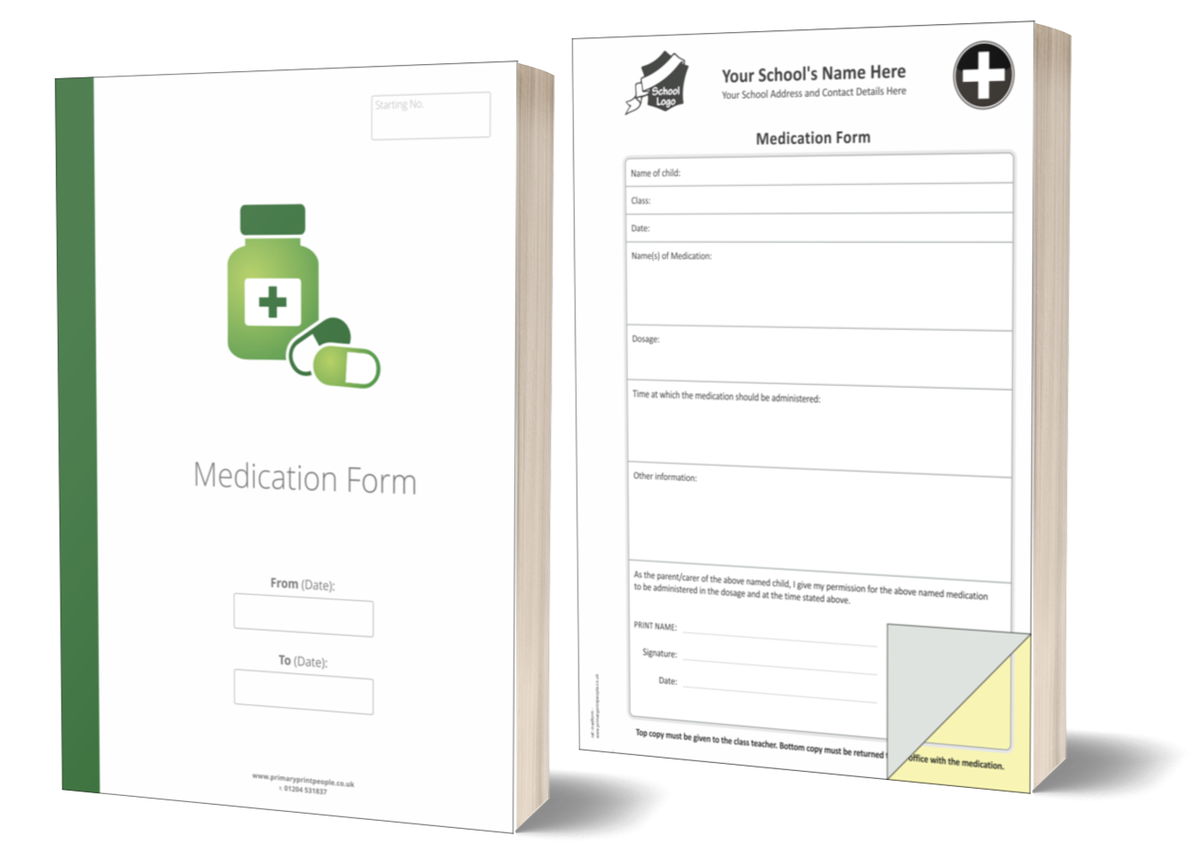 School medication form books template 1