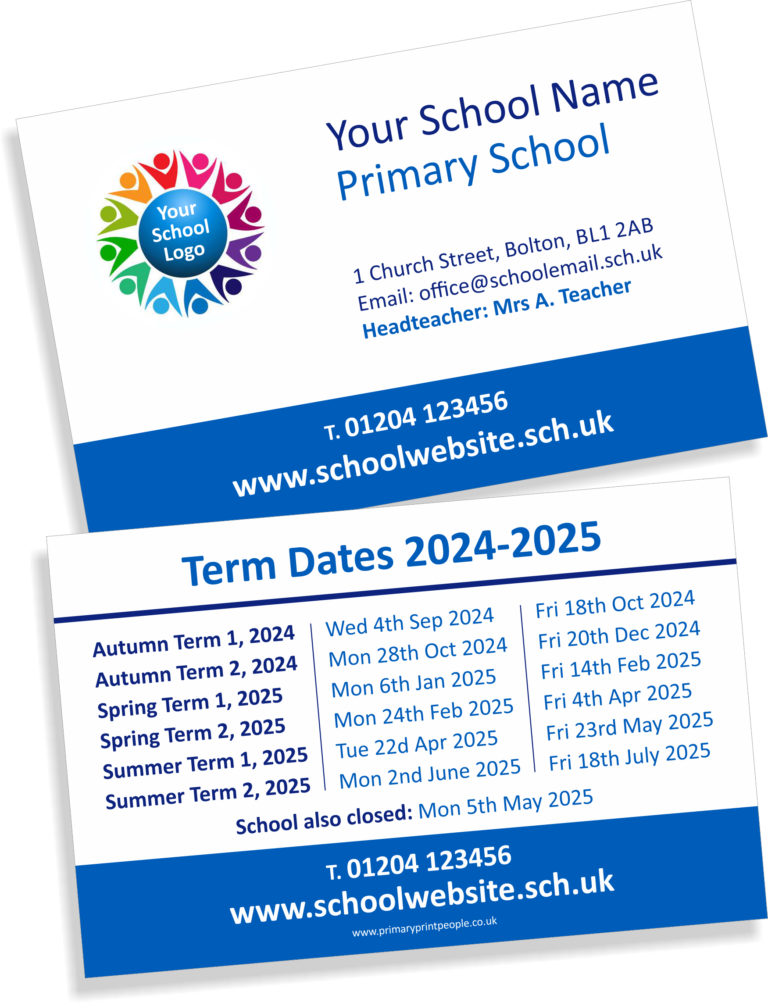 School holiday term date cards template 1